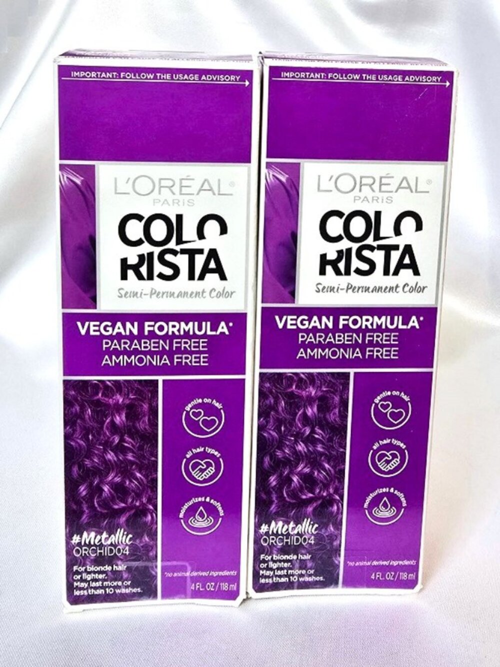 2 L'Oreal Paris ColoRista Semi-Permanent Hair Color for Blondes Metallic Orchid